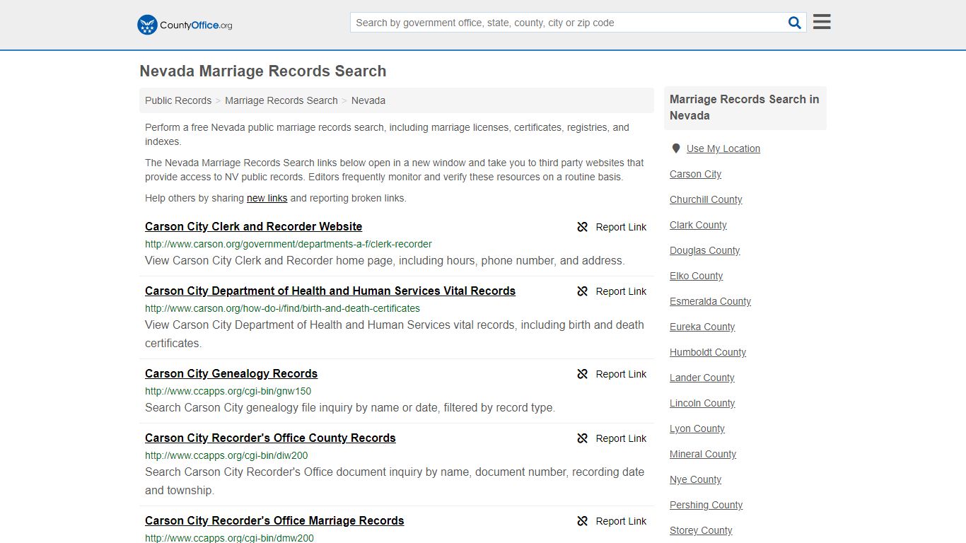 Marriage Records Search - Nevada (Marriage Licenses ...
